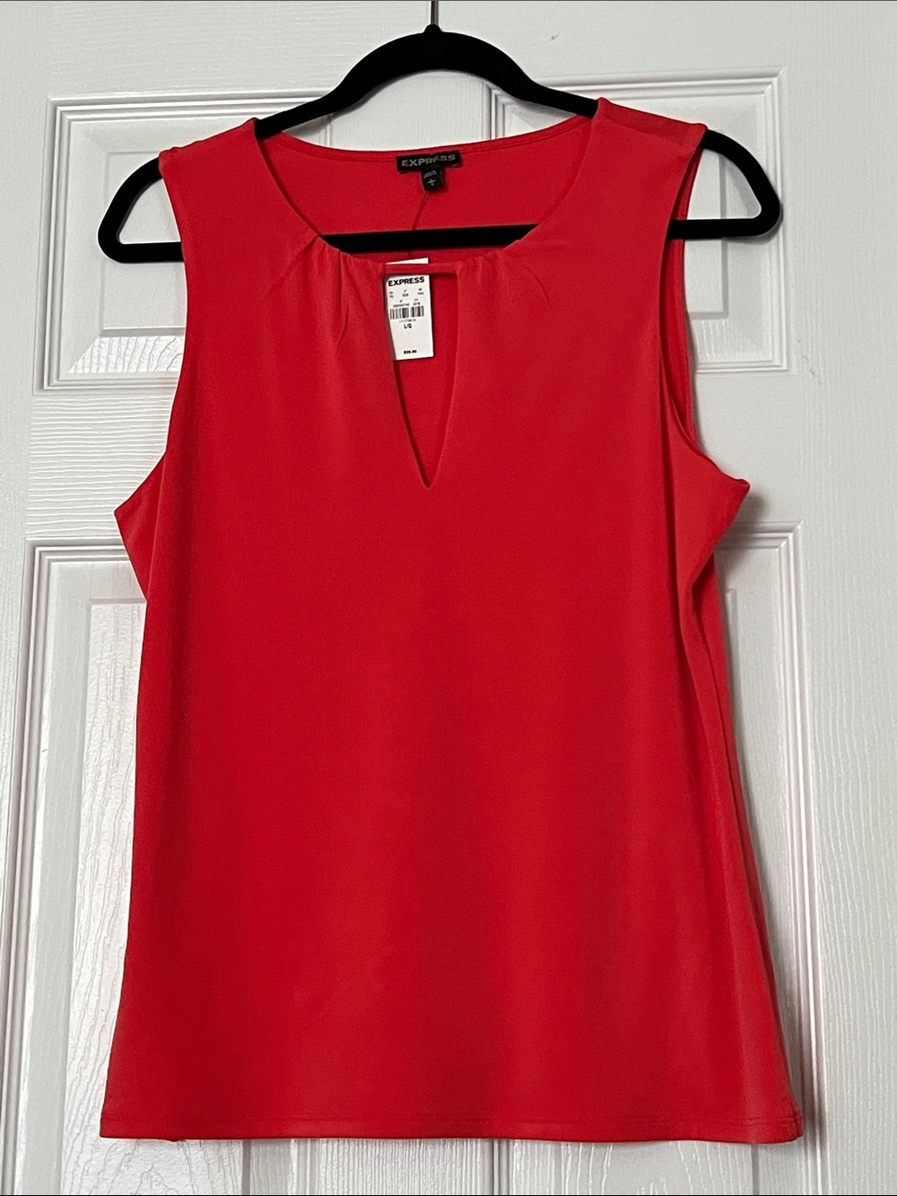 Express Women's Bright Red Sleeveless Notch-Neck Tank